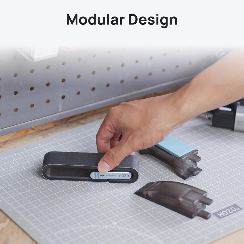 HOZO NeoBlock Sanding Block with Standard Head – Smooths 3D Print Layer Lines, For Flat Surfaces & Small Curves, 5s Quick-Swap Design for Heads & Sandpapers, Includes 1 Pcs 400 Grit Belt - Image 3